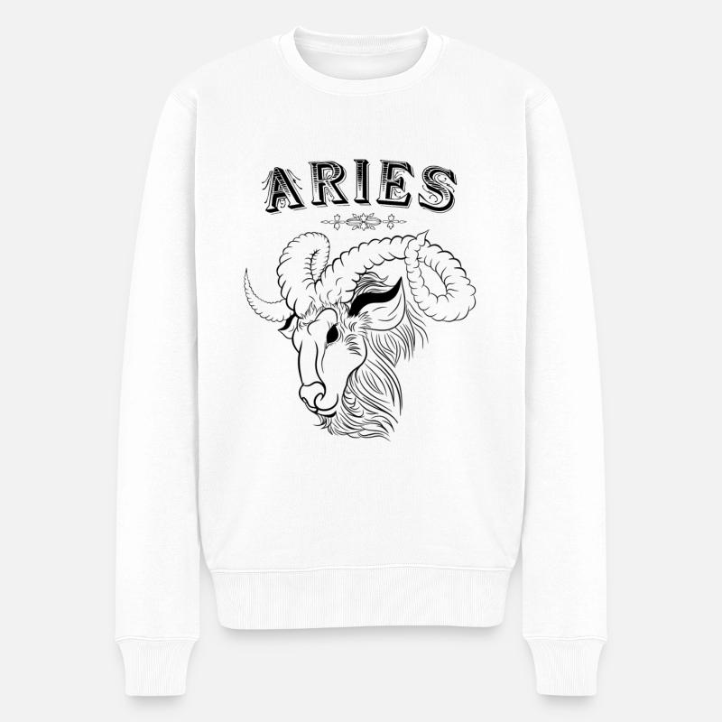 Aries Sternzeichen Widder - Männer Premium Bio Pullover - Weiß