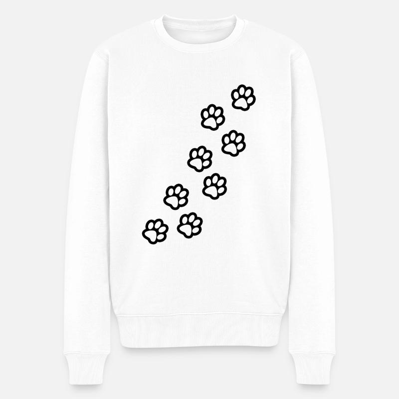 Pfoten von Hund und Katze - Männer Premium Bio Pullover - Weiß