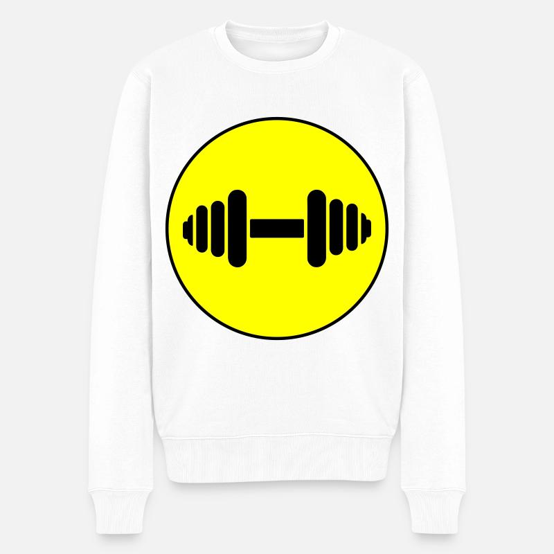 Icône de poids d’haltères - Pull Premium bio Homme - blanc