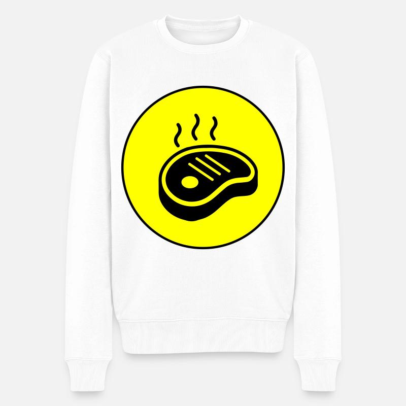 Steak icon Kreis - Männer Premium Bio Pullover - Weiß