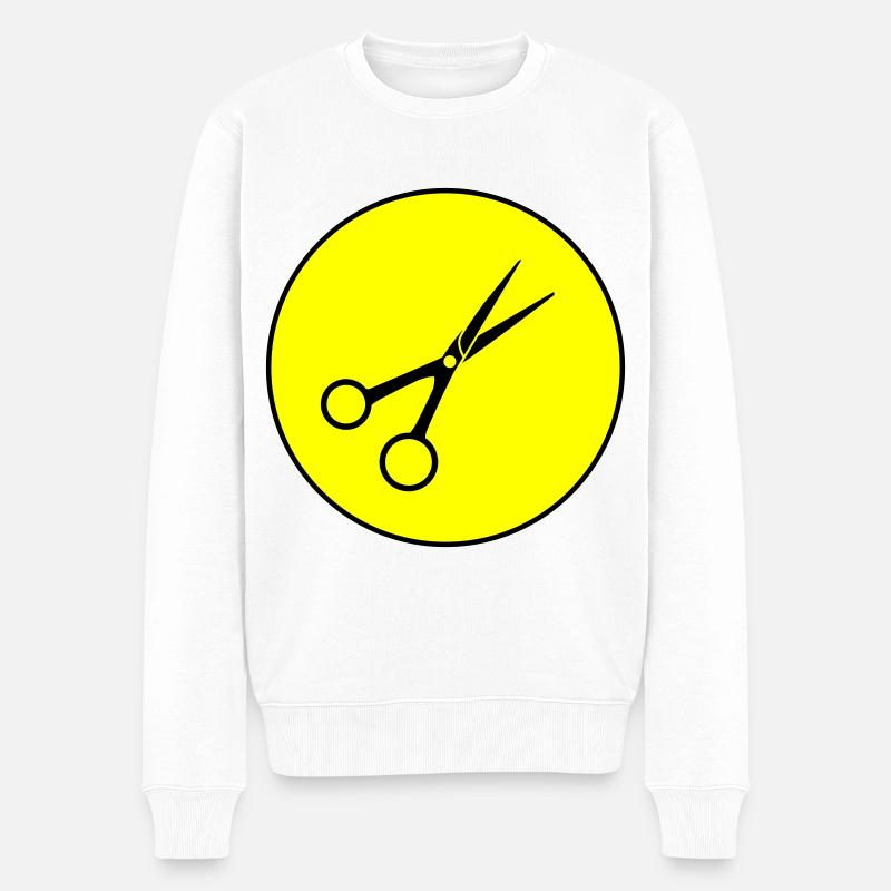 Cercle de barbier aux ciseaux - Pull Premium bio Homme - blanc
