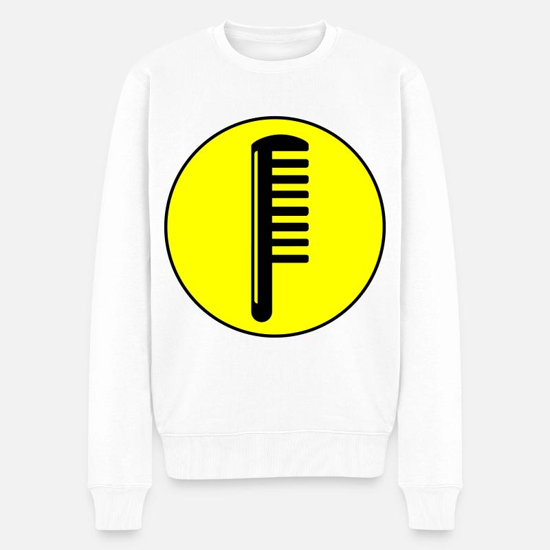 Kamm Friseur Kreis - Männer Premium Bio Pullover - Weiß