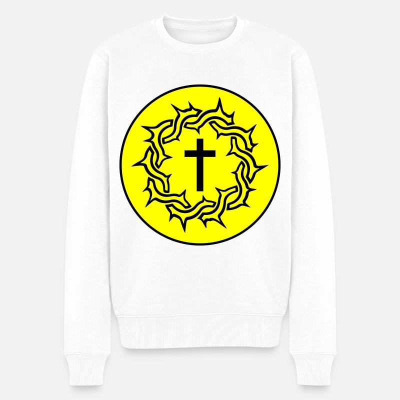 Couronne d’épines Icône de Jésus - Pull Premium bio Homme - blanc