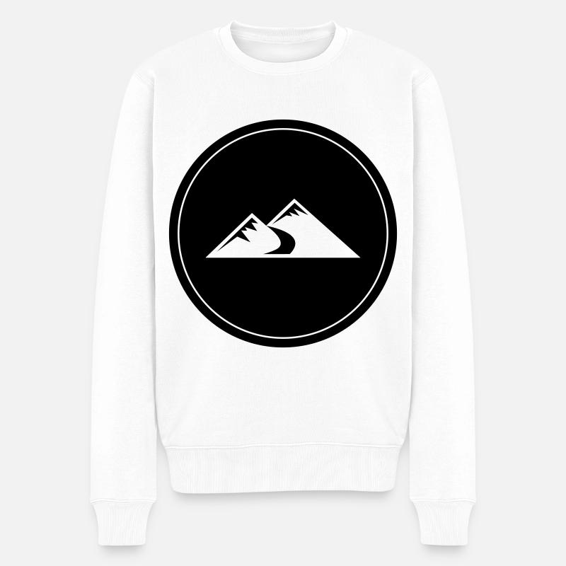 Berge Icon Kreis - Männer Premium Bio Pullover - Weiß