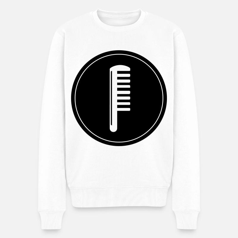 Kamm Friseur Kreis - Männer Premium Bio Pullover - Weiß