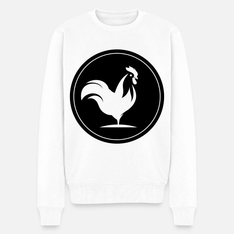 Hahn Tier Kreis - Männer Premium Bio Pullover - Weiß