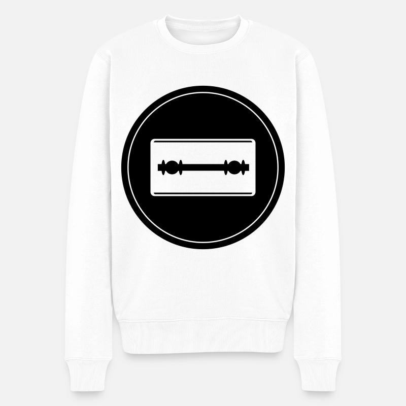 Rasierklinge Icon Kreis - Männer Premium Bio Pullover - Weiß