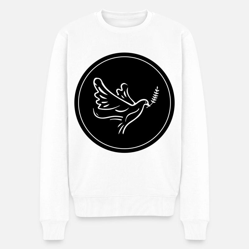 Taube Kreis - Männer Premium Bio Pullover - Weiß