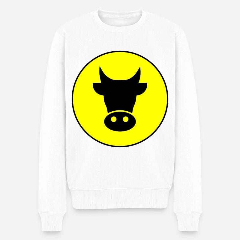 Kuh Kopf - Männer Premium Bio Pullover - Weiß