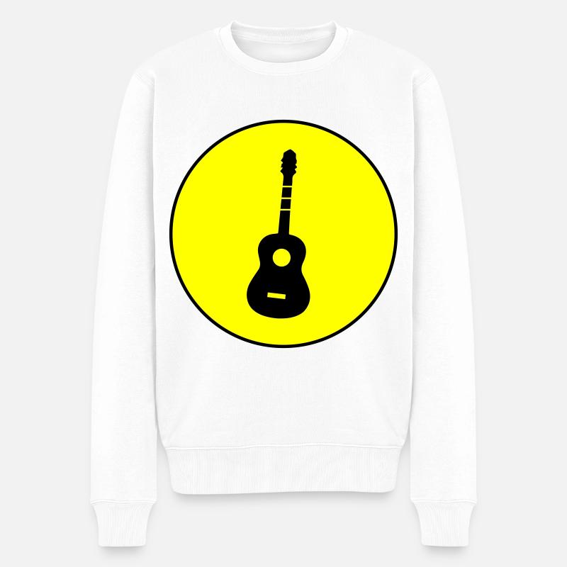 Gitarre Akustik - Männer Premium Bio Pullover - Weiß