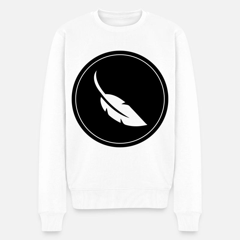 Feder Symbol Kreis - Männer Premium Bio Pullover - Weiß
