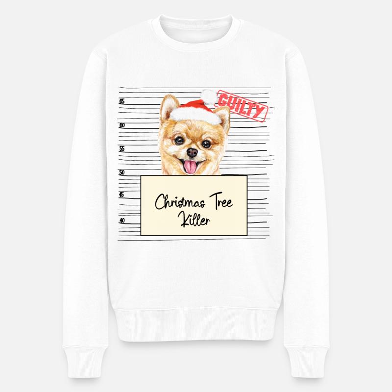 Weihnachtsbaum Umschubser Pommerscher - Männer Premium Bio Pullover - Weiß