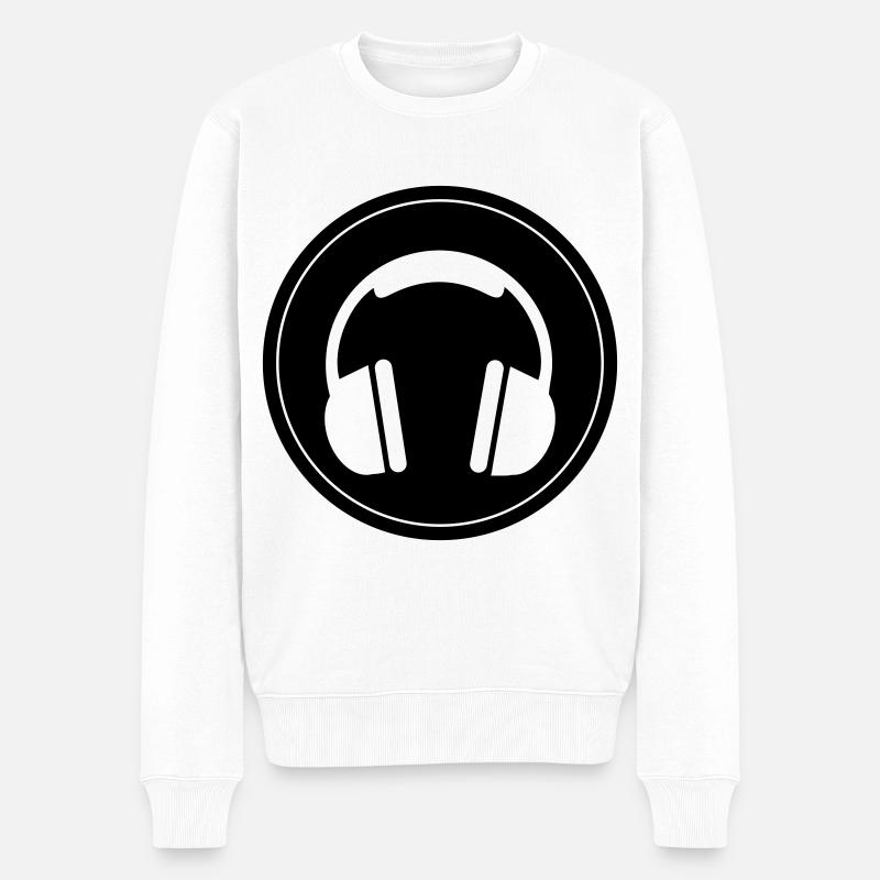 Kopfhörer Symbol - Männer Premium Bio Pullover - Weiß