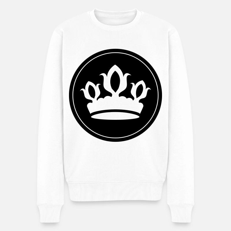 Krone Silhouette - Männer Premium Bio Pullover - Weiß