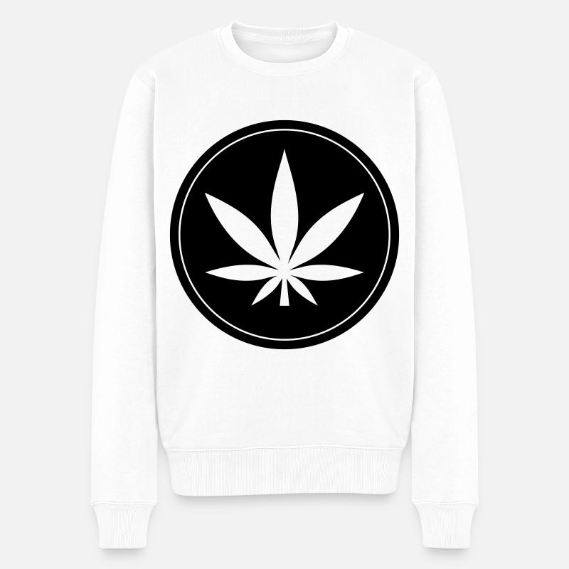 Icône de feuille de chanvre - Pull Premium bio Homme - blanc