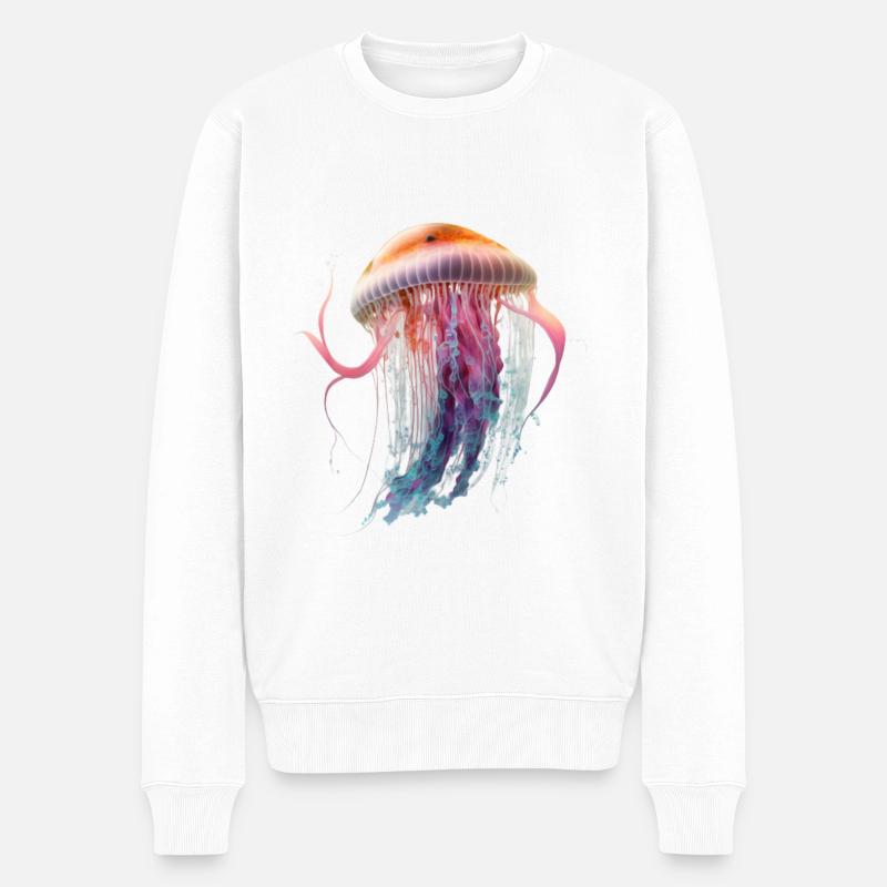 Quallen-Power: Bunt & stylish - Männer Premium Bio Pullover - Weiß