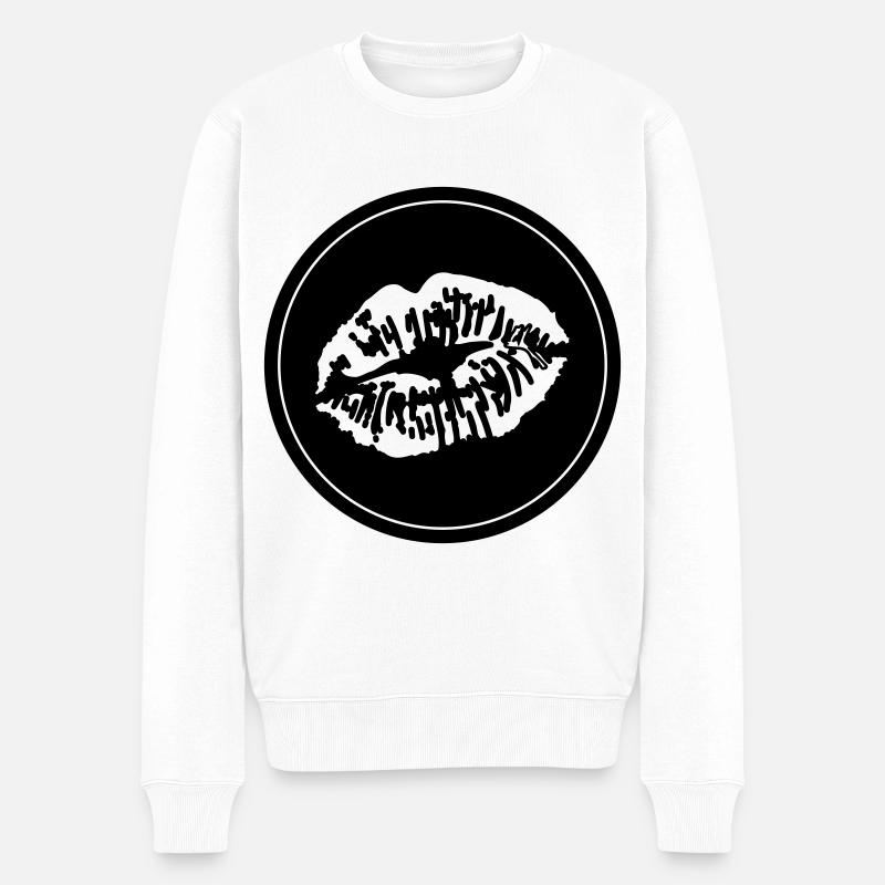 Lippen Mund - Männer Premium Bio Pullover - Weiß