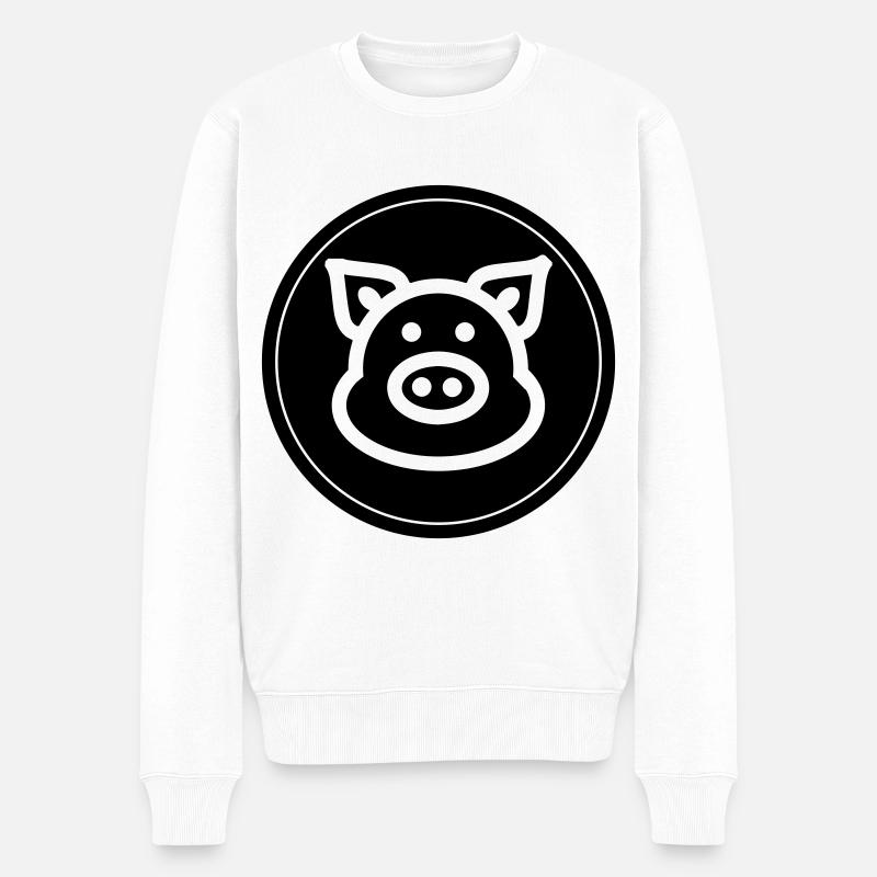 Schwein Tier - Männer Premium Bio Pullover - Weiß