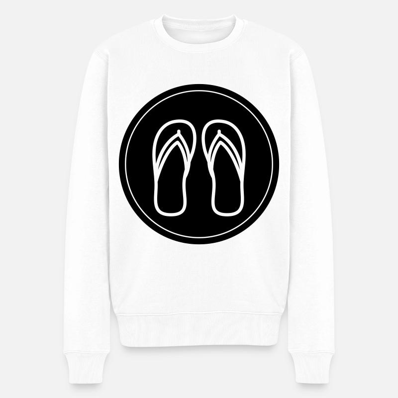 Badelatschen icon - Männer Premium Bio Pullover - Weiß