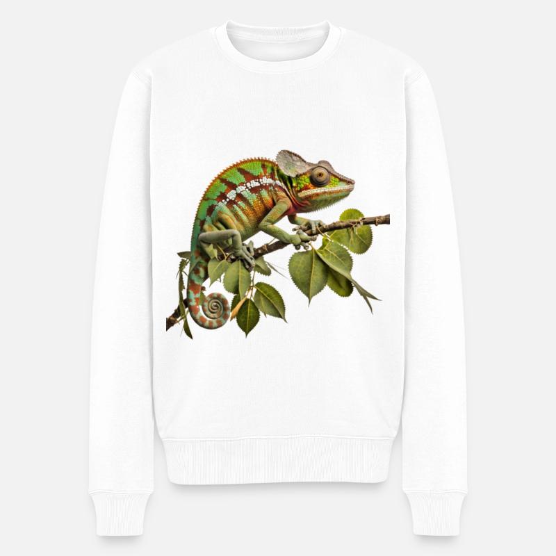 Chamäleon-Glamour - Männer Premium Bio Pullover - Weiß