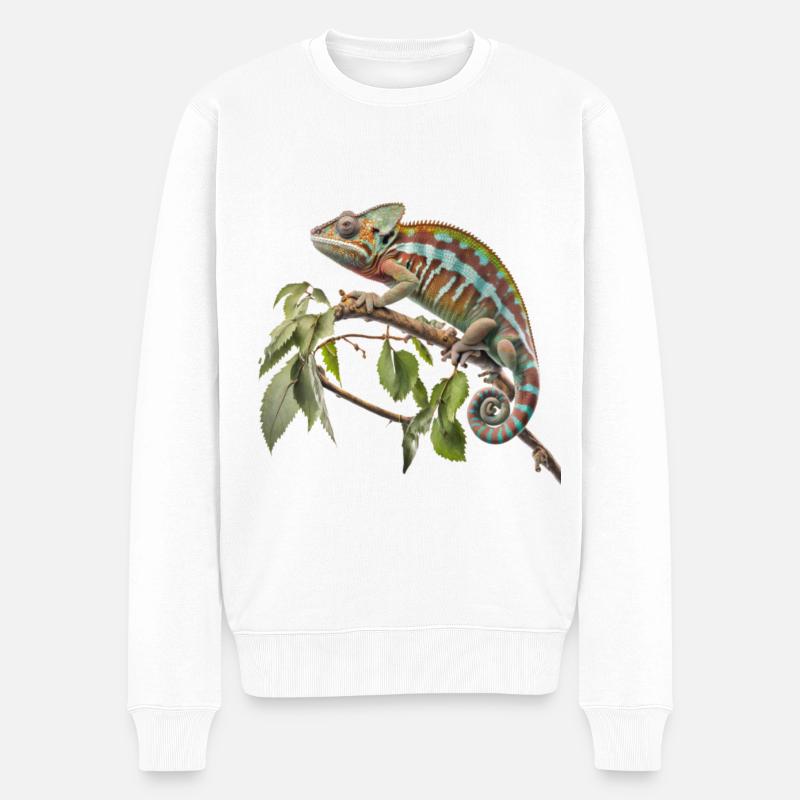 Der Chamäleon-Look - Männer Premium Bio Pullover - Weiß