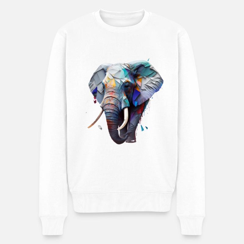 Wild und frei - Elefant - Männer Premium Bio Pullover - Weiß