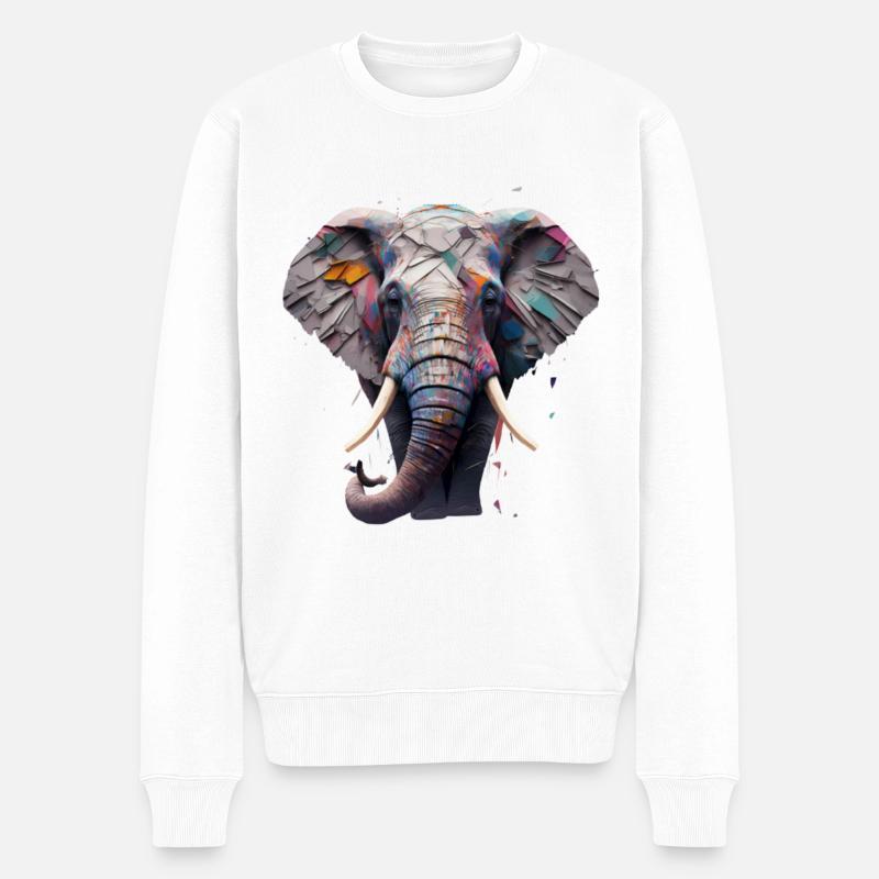 Elefantenliebe - Männer Premium Bio Pullover - Weiß