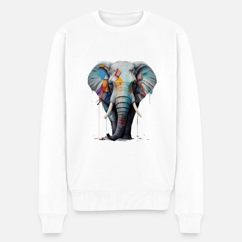 Elefantenkraft - Männer Premium Bio Pullover - Weiß