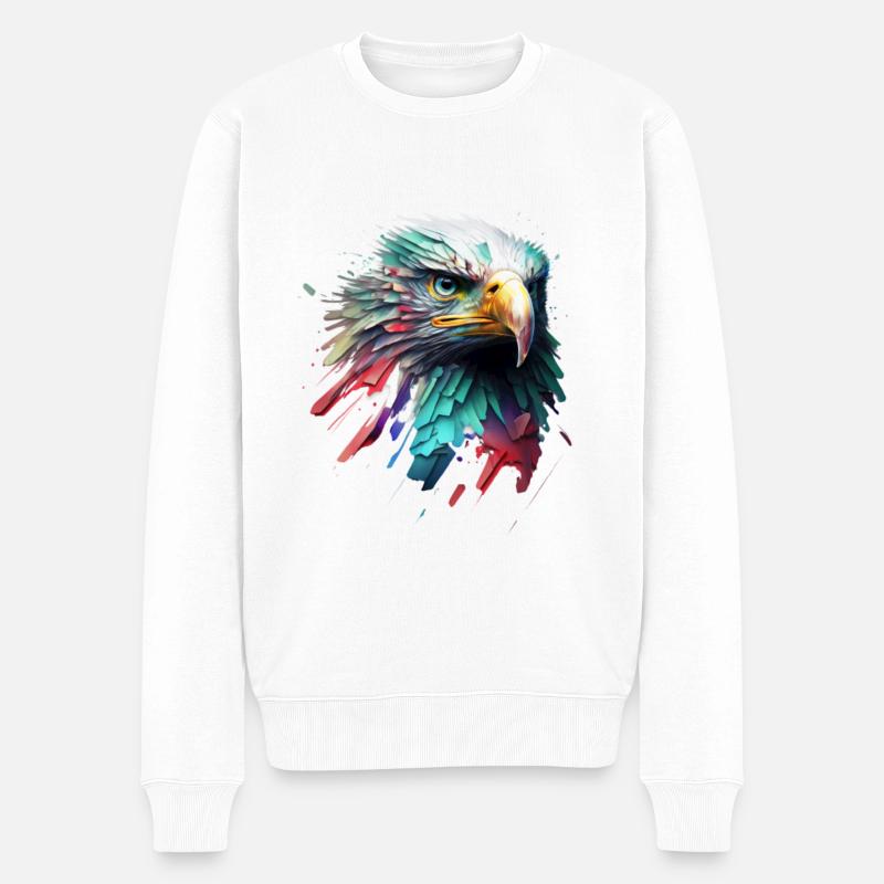 Adler in Farben: Ein künstlerisches Porträt - Männer Premium Bio Pullover - Weiß