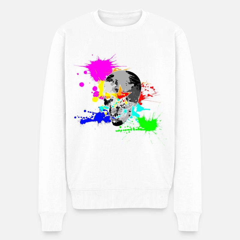 Skull Star Splash - Männer Premium Bio Pullover - Weiß