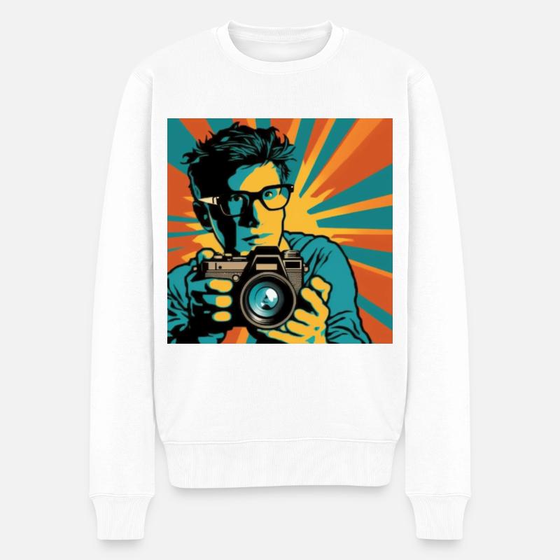 Pop-Art-Fotograf - Männer Premium Bio Pullover - Weiß