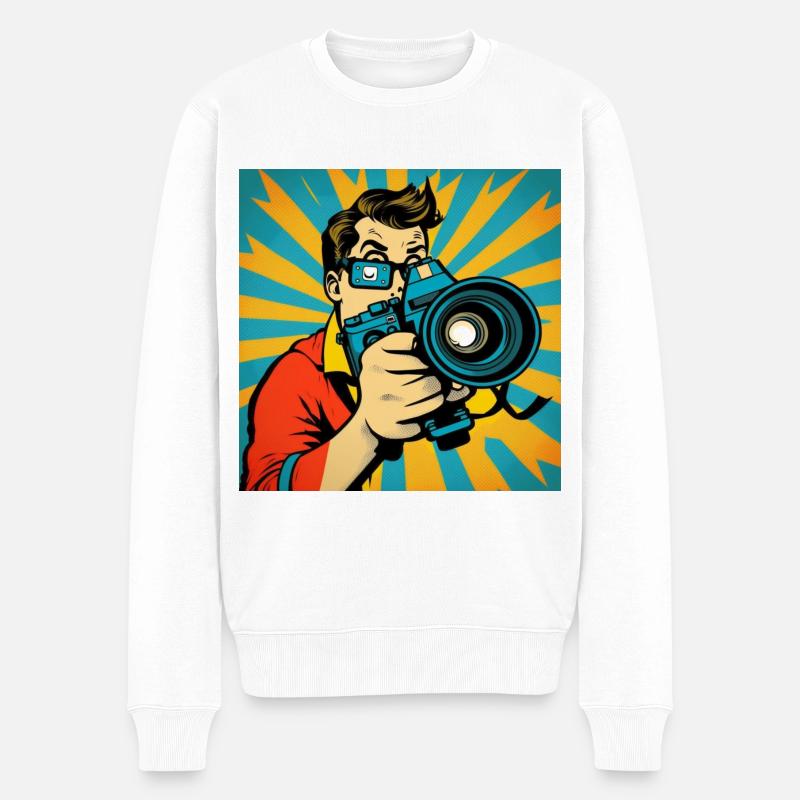 Pop-Art-Fotograf - Männer Premium Bio Pullover - Weiß