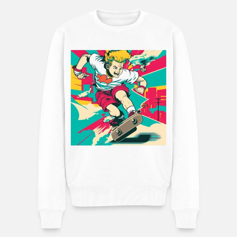 Garçon patineur - Pull Premium bio Homme - blanc