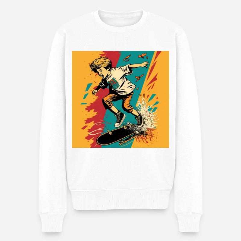 Skater Boy - Männer Premium Bio Pullover - Weiß