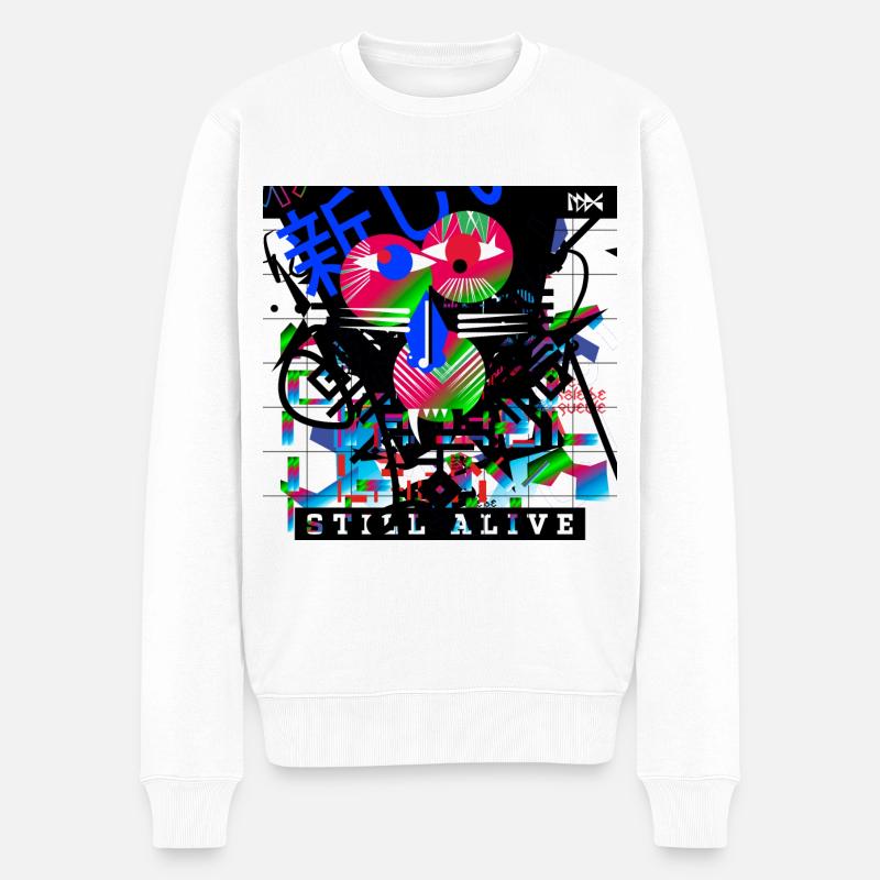 Noch am Leben Pavian - Männer Premium Bio Pullover - Weiß