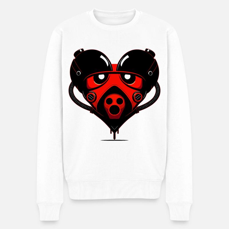 Roboter Herz - Männer Premium Bio Pullover - Weiß