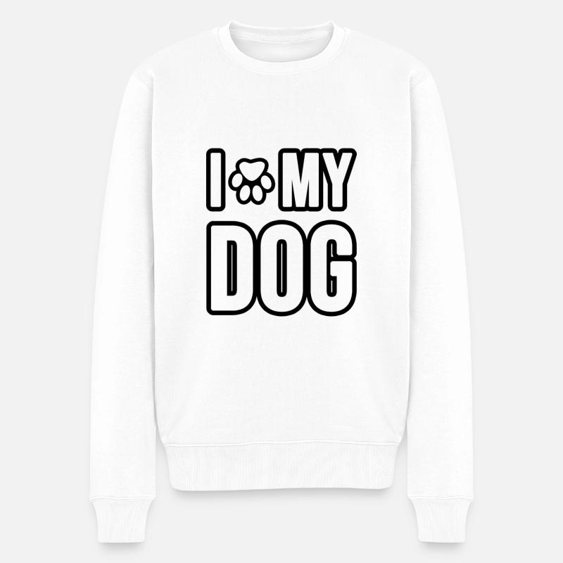 I love my Dog or Cat. Ich liebe meinen Hund oder m - Männer Premium Bio Pullover - Weiß