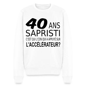 Sapristi j ai 40 ans / anniversaire / humour - Pull Premium bio Homme - blanc - Devant - Thijin (182cm)