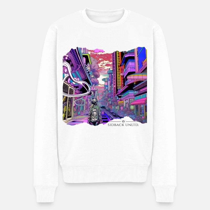 Sidback Unltd. - Un garçon entre dans une ville de rêve - Pull Premium bio Homme - blanc