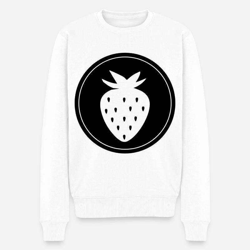Frucht Erdbeere - Männer Premium Bio Pullover - Weiß
