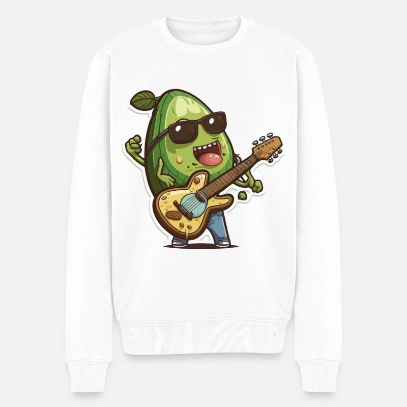Avocado-Riff - Männer Premium Bio Pullover - Weiß
