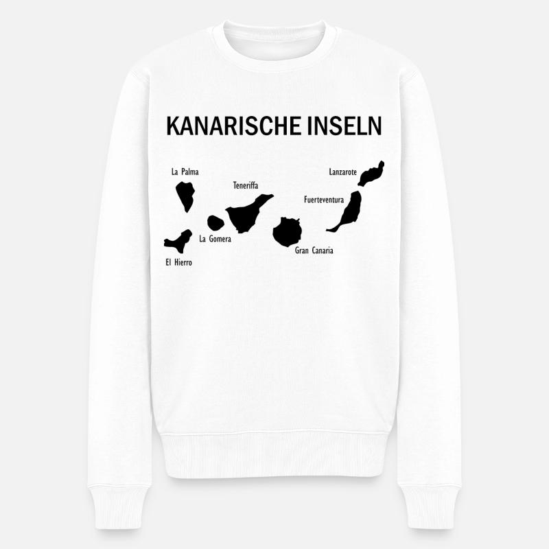 Canary islands Map Kanarische Inseln Karte - Männer Premium Bio Pullover - Weiß