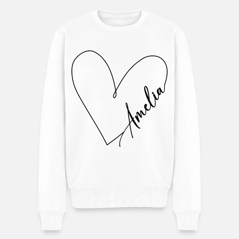 Amelia Name Herzlinie - Männer Premium Bio Pullover - Weiß