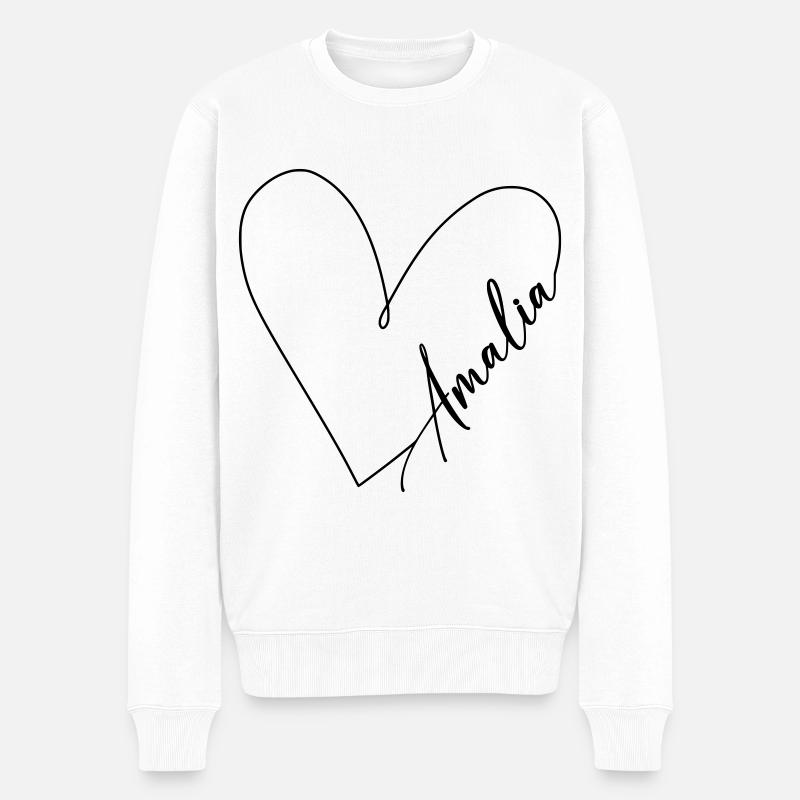 Amalia Name Herzlinie - Männer Premium Bio Pullover - Weiß