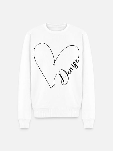 Denise Name Herzlinie - Männer Premium Bio Pullover - Weiß