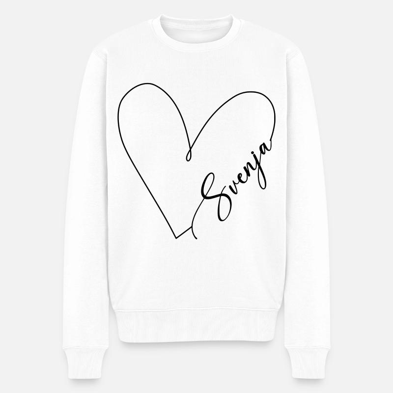 Svenja Name Herzlinie - Männer Premium Bio Pullover - Weiß