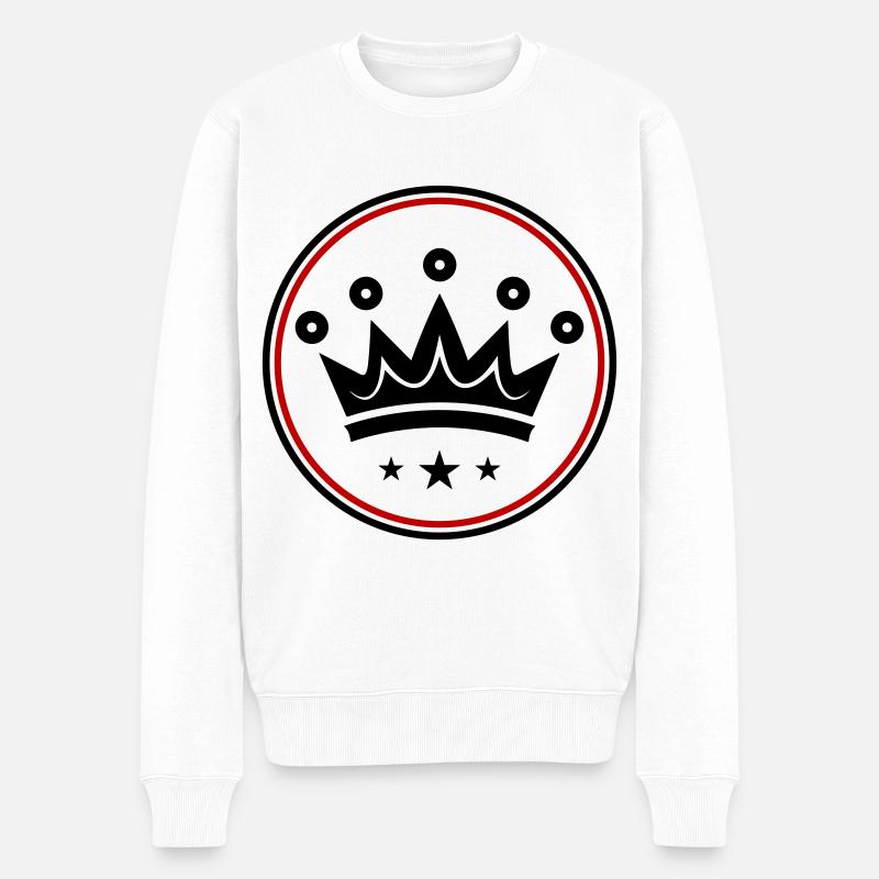 Krone Majestätisch - Männer Premium Bio Pullover - Weiß