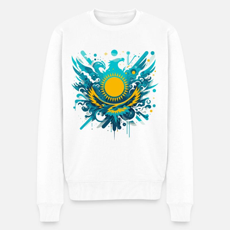 Kasachstan kunstvoll Geschenk - Männer Premium Bio Pullover - Weiß