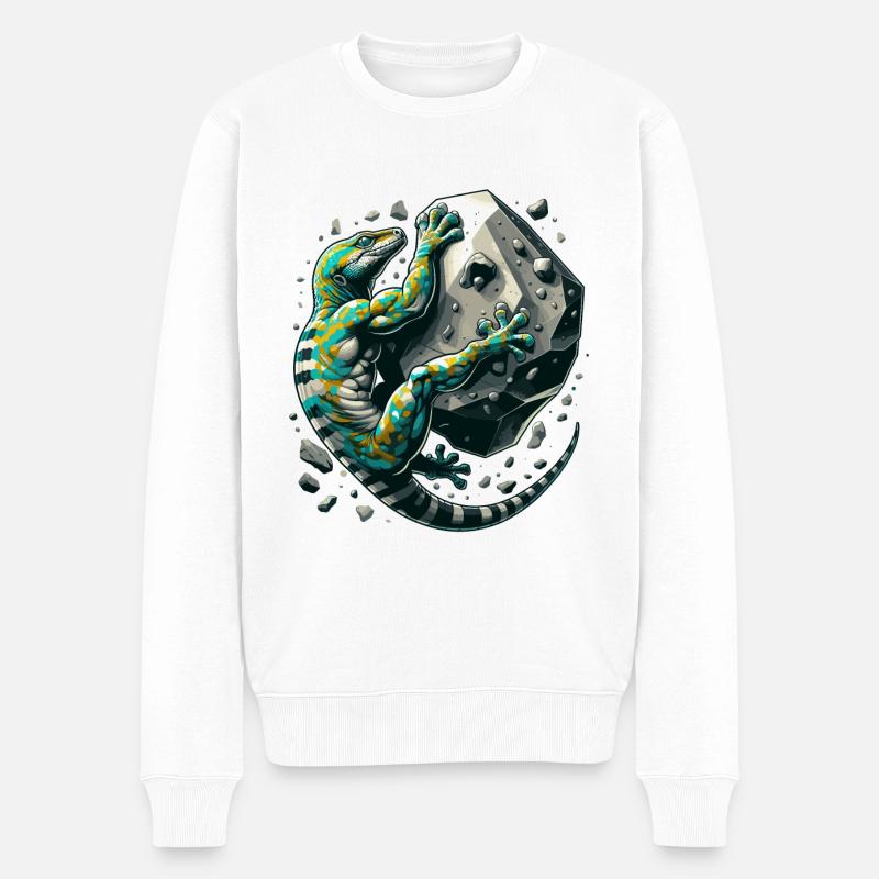 Bouldering Gecko Muscles cadeau - Pull Premium bio Homme - blanc
