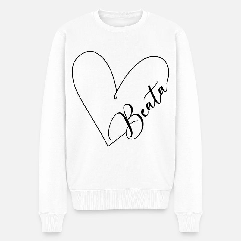 Beata Name Herzlinie - Männer Premium Bio Pullover - Weiß